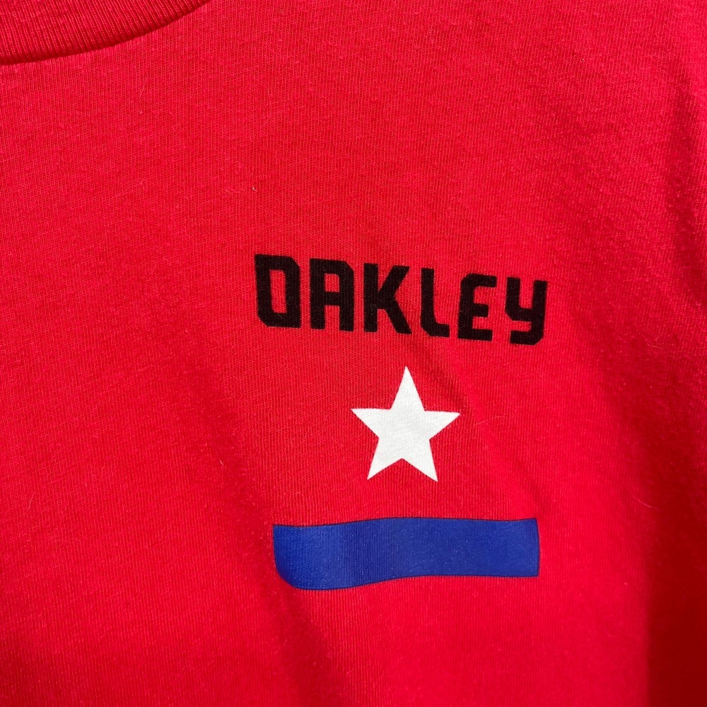 Oakley‎ Mens Red Graphic T-Shirt Short Sleeve Regular Fit Star Logo Large USA - Picture 5 of 14